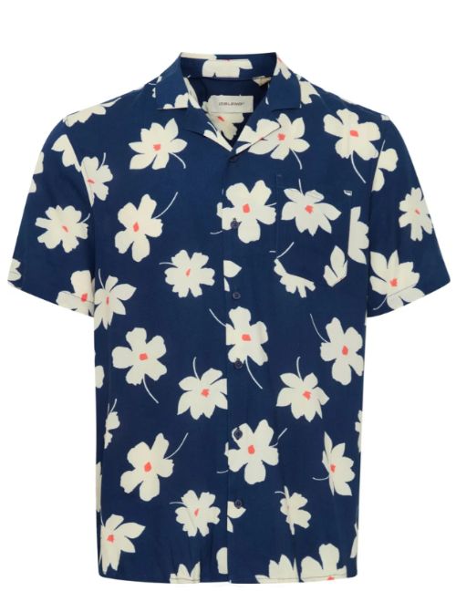 Large Flowers Button Up - Navy