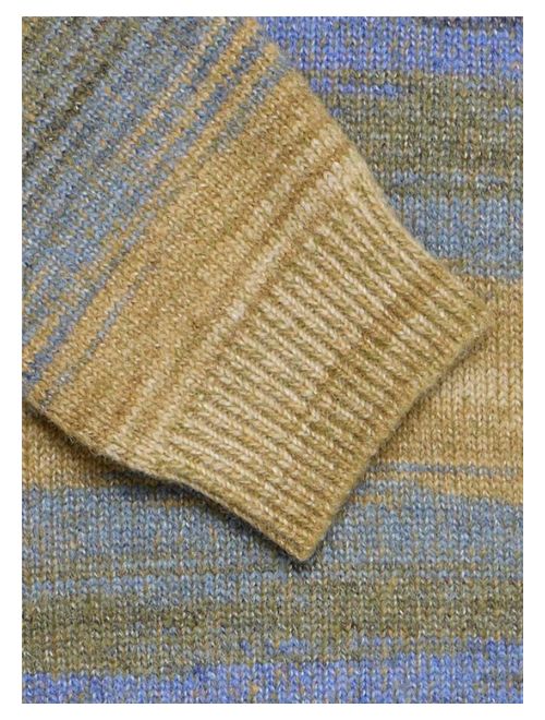 Striped Crew Neck Sweater - Blue/Tan