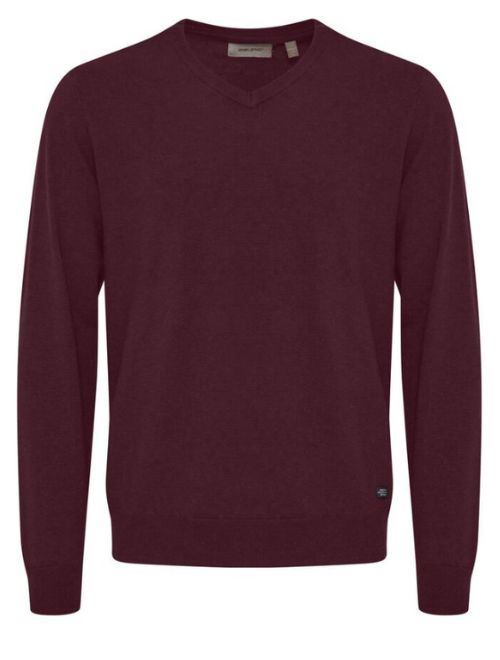 Solid Colour V Neck Pullover - Burgundy