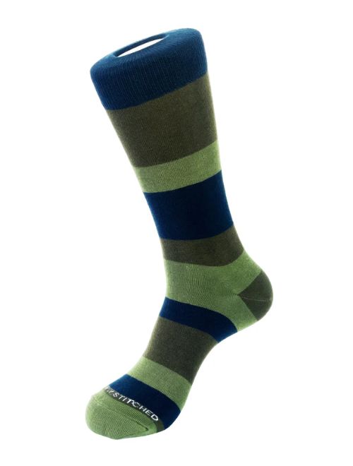 Thick Block Stripe Crew Sock
