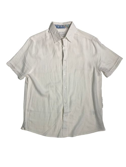 Cotton/Linen Short Sleeve Shirt - White