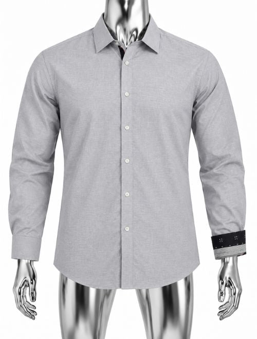 Solid Colour Dress Shirt - Grey Melange