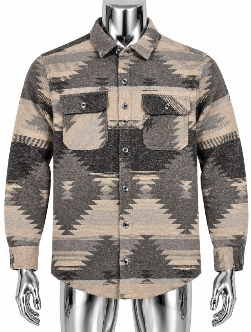 Aztec Pattern Overshirt - Charcoal/Grey