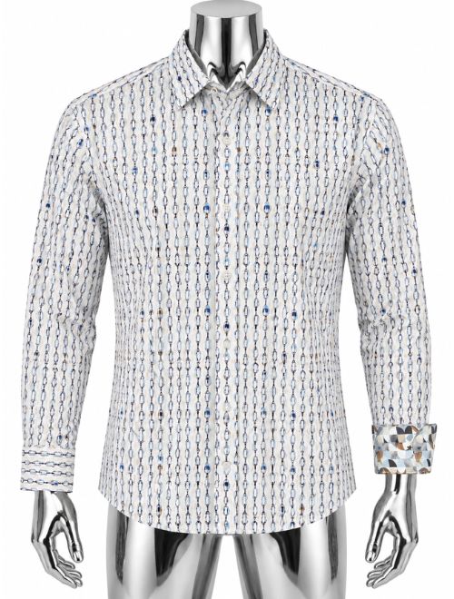 Geometric Chains Print - White