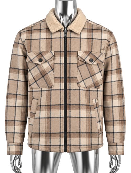 Full Zip Shacket with Sherpa Lining