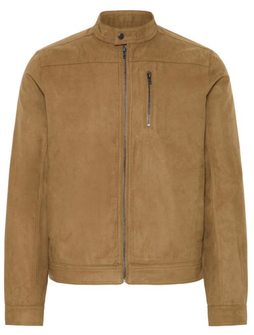 Faux Suede Biker Jacket - Tan
