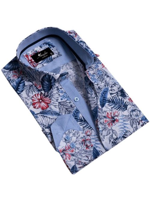 Blue Floral Long Sleeve Shirt