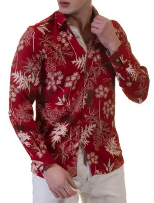 Red Floral Long Sleeve Shirt