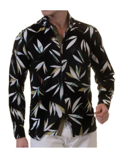 Black Foliage Long Sleeve Shirt