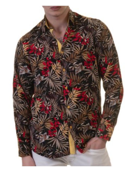 Gold/Brown Foliage Long Sleeve Shirt