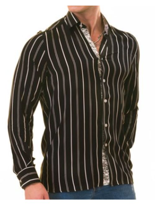 Black/White Stripe Long Sleeve Shirt