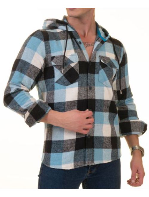 Black/Turquoise Plaid Hoodie