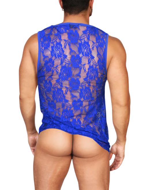 Rose Mesh Tank Top - Blue