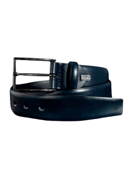 Navy Leather Dress Belt