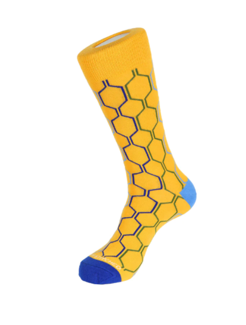 Honeycomb Layers Crew Sock (Yellow)