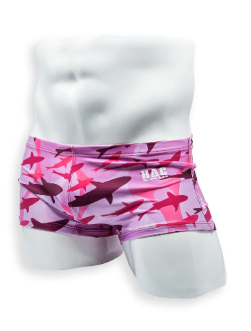 Box Cut Swim Trunk - Pink Shark