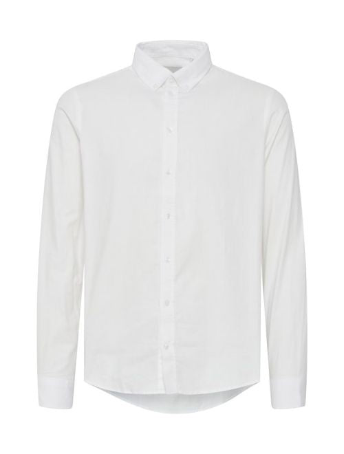 Solid Colour Long Sleeve Button Up - White