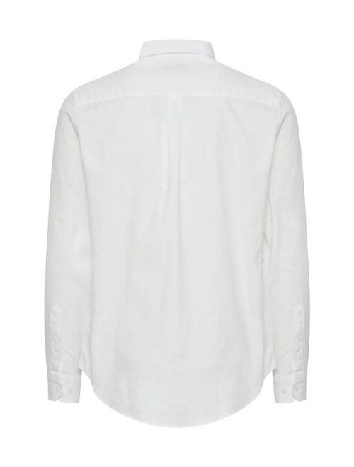 Solid Colour Long Sleeve Button Up - White