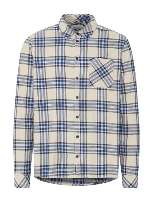 Wide Check Long Sleeve Shirt - Oyster Grey