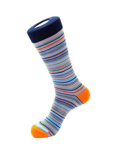Blue Orange Purple Stripe Crew Socks