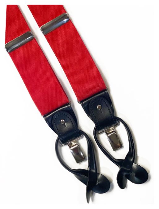 Mens Trouser Braces/Suspenders - Button Braces - Red