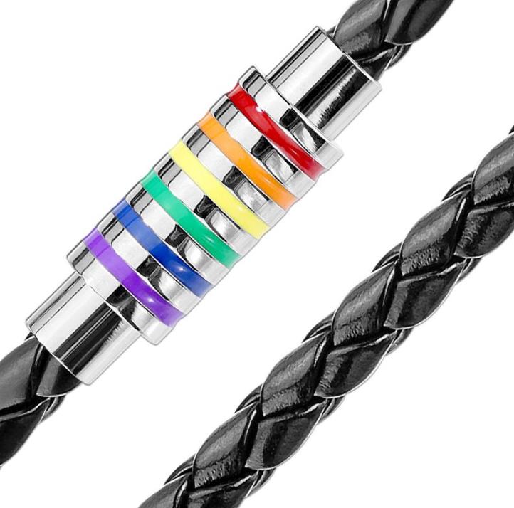 Braided Leather Rainbow Necklace