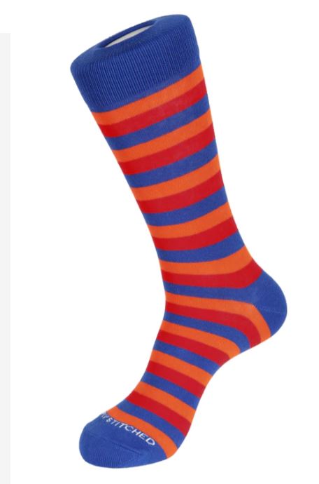 Orange & Blue Stripes Crew Sock