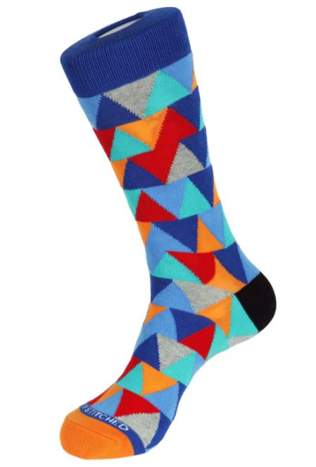 Multi Colour Triangles Crew Socks