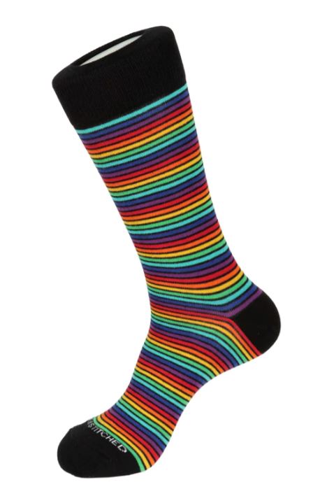 Thin Rainbow Stripe Crew Socks