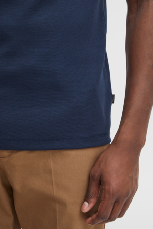 Zipper Polo Tee - Navy