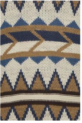 Brown/Blue/Ecru Pattern Wool Blend Sweater