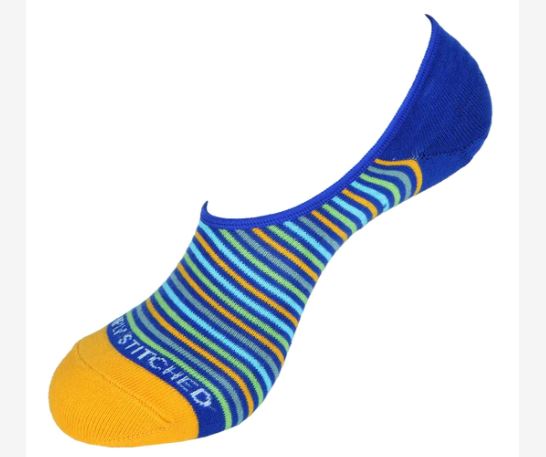Blue Multi Stripes No Show Socks
