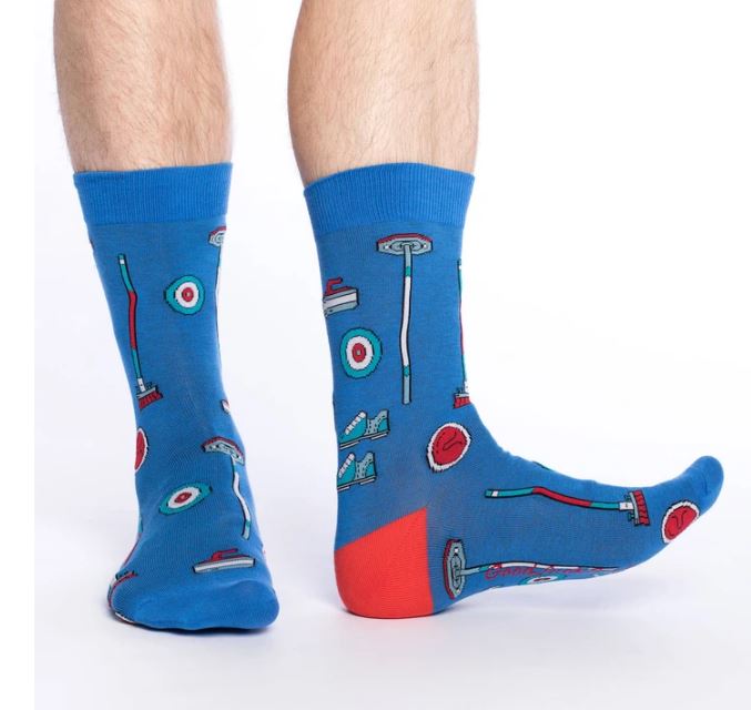 Blue Curling Crew Socks