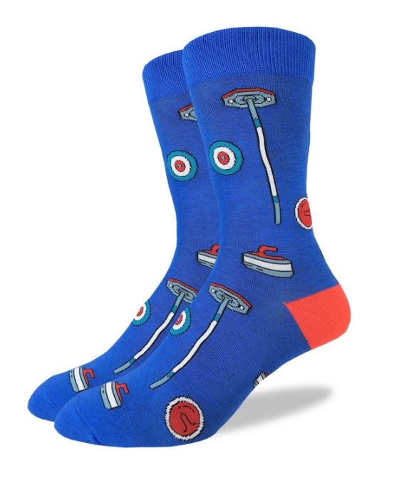 Blue Curling Crew Socks