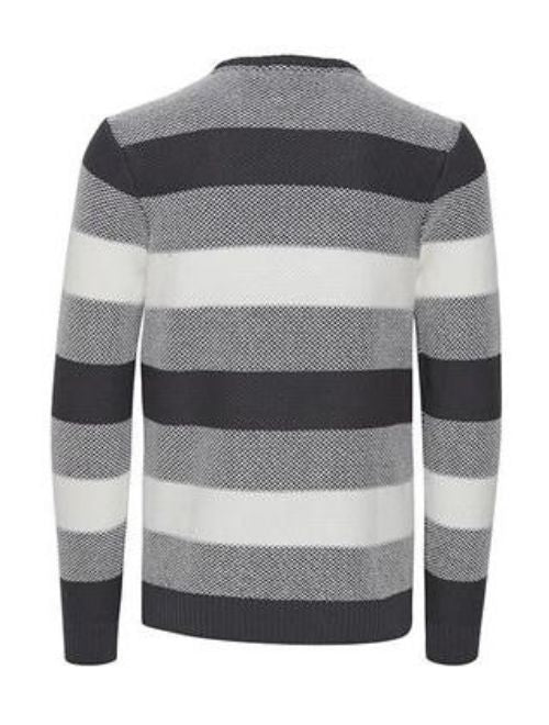 Grey Striped Knit Pullover