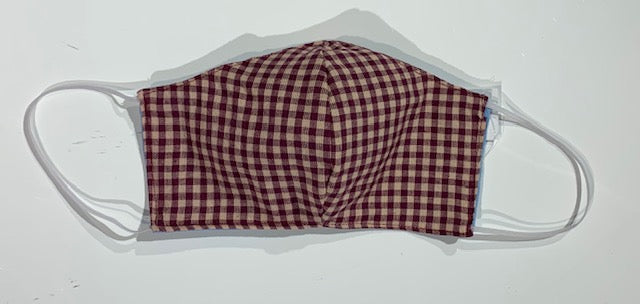 Face Mask Burgundy/Pink Gingham Large