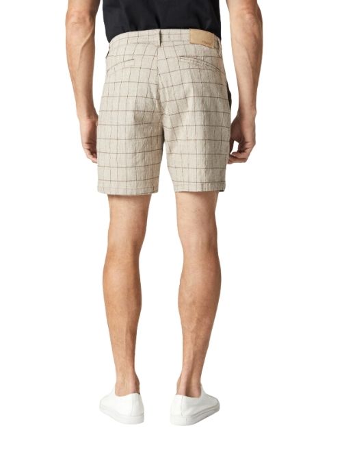 Nate - Beige Checked Cotton Blend Shorts