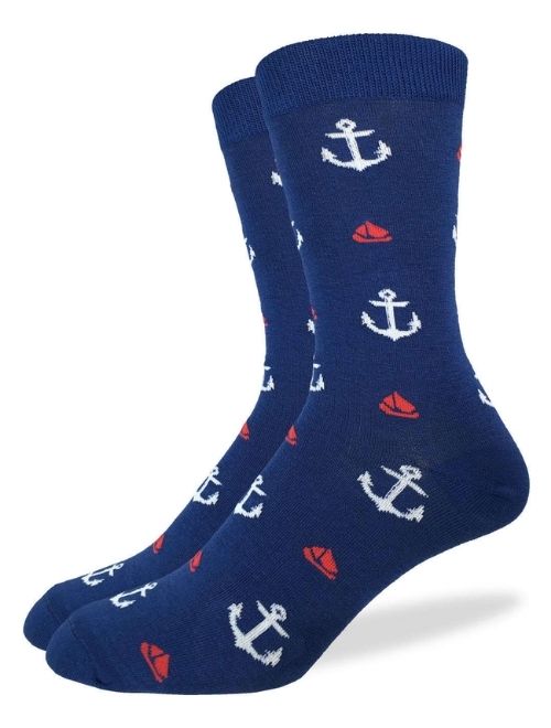 Navy Anchors & Boats Crew Sock
