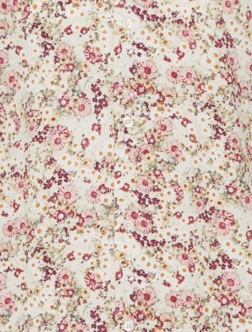 Pink Floral Short Sleeve Button Up