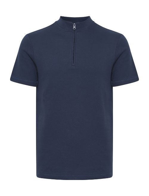 Zipper Polo Tee - Navy