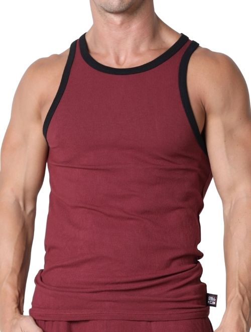 Rascal Ribbed Tank Top - Burgundy