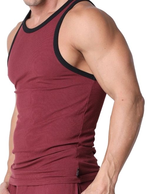 Rascal Ribbed Tank Top - Burgundy