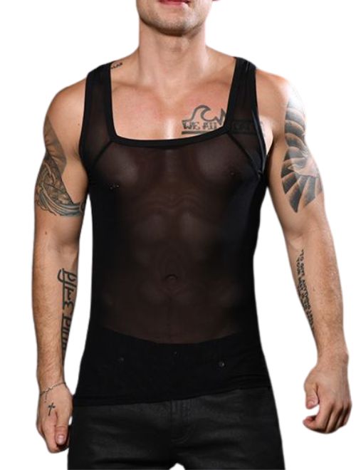 Sexy Mesh Square Neck Tank