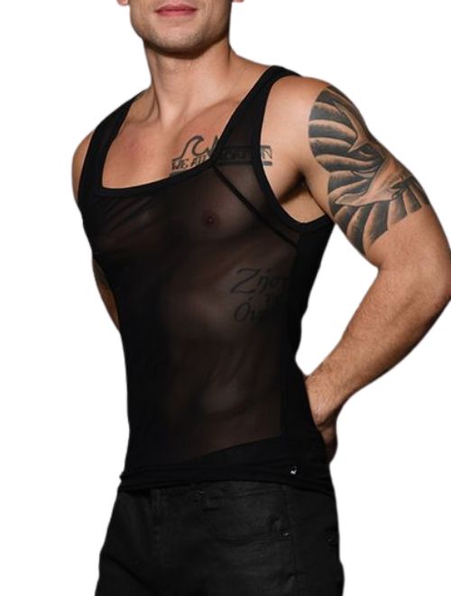 Sexy Mesh Square Neck Tank