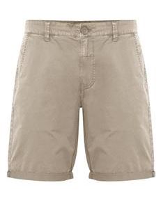 Cotton Blend Casual Shorts - Tan