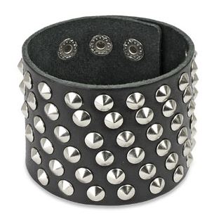 Extra Wide Leather Bracelt w/ Cone Studs