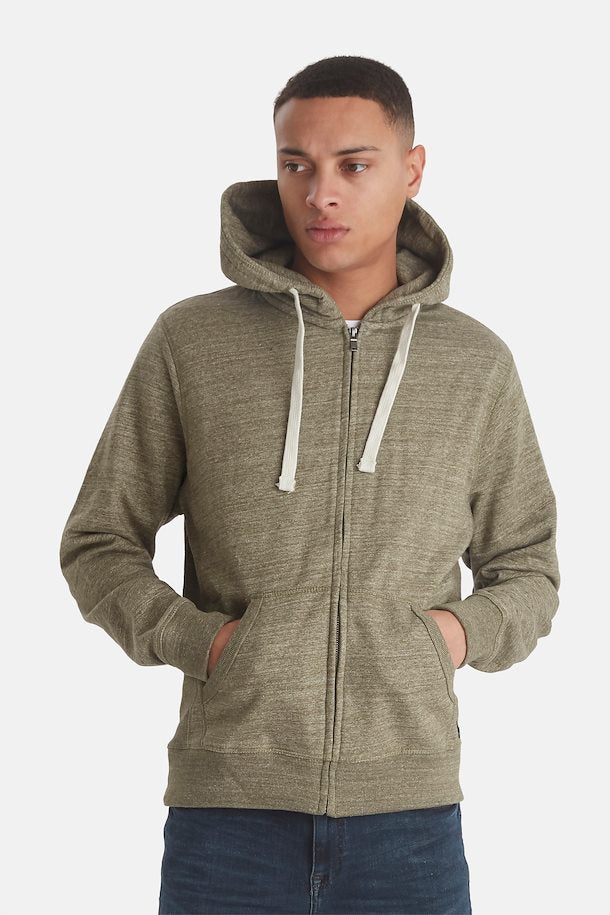 Solid Colour Zip Hoodie - Forest Green