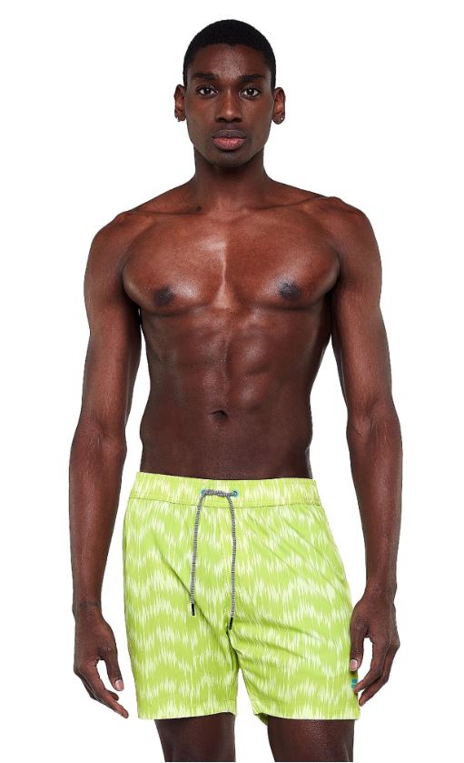 Abstract Soundwaves Swim Trunk Lime