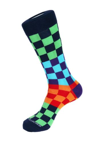 Multi Coloured Squares Crew Sock