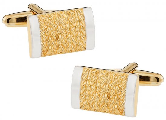 Gold With Silver Bars Cufflink